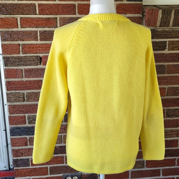 Vintage Yellow Cableknit Patch Pocket Cardigan Acrylic Size Medium - Picture 4 of 8